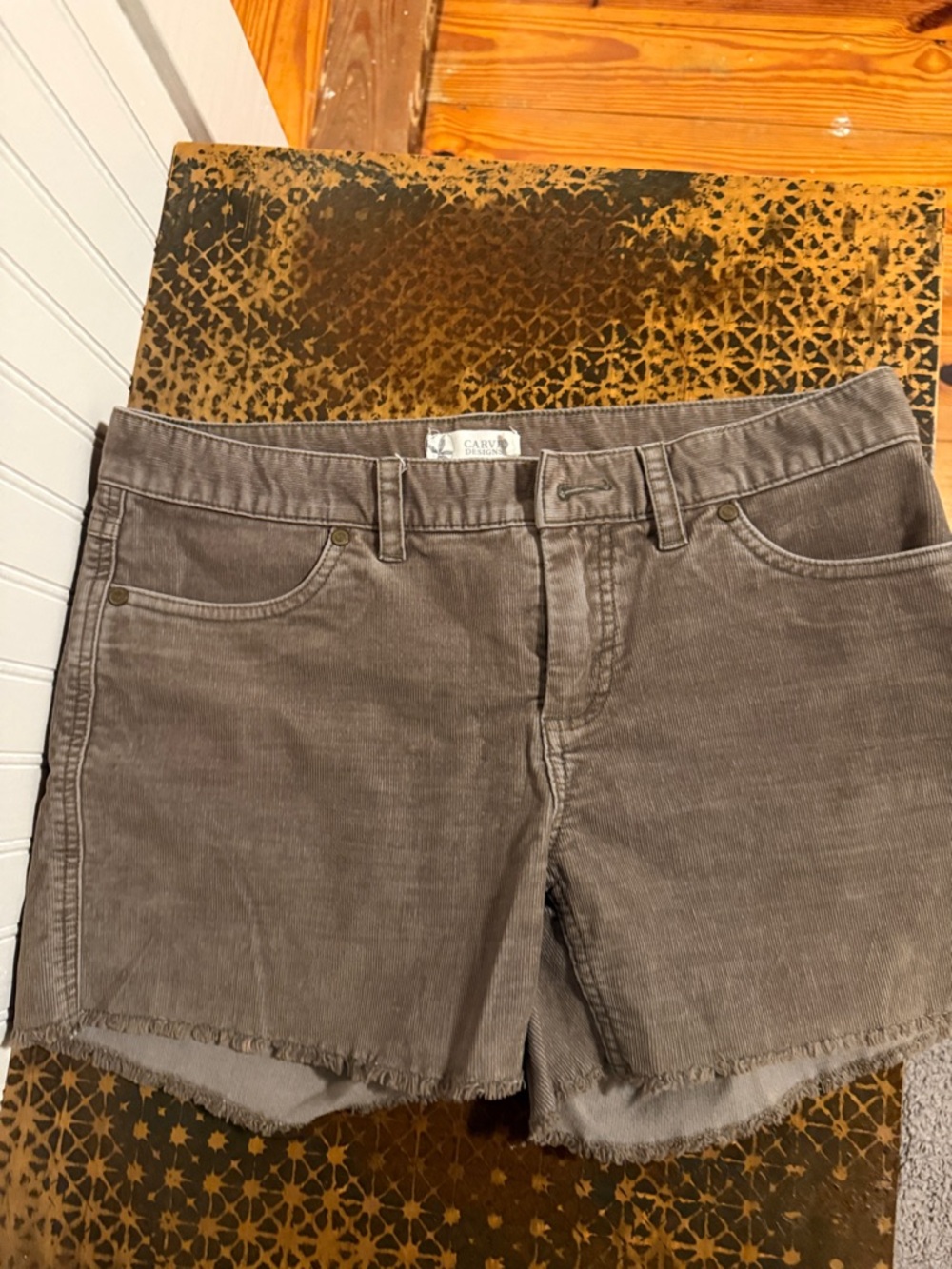 Carve Designs Taupe Corduroy Frayed-Hem Women's Shorts